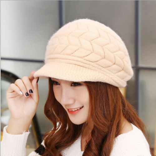 Gorro De Punto Cálido Para Mujer Con Visera Para Esquí De Ni