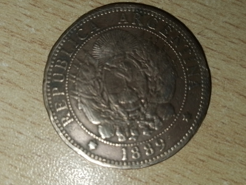 Moneda De Argentina * 2 Centavos* Año 1889 Cobre (Usado)