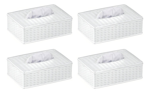 Kit 4 Porta Lenços Umedecidos Plástico Rattan Cores