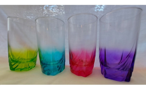 Vasos De Vidrio De Colores Caja De 4 Vasos