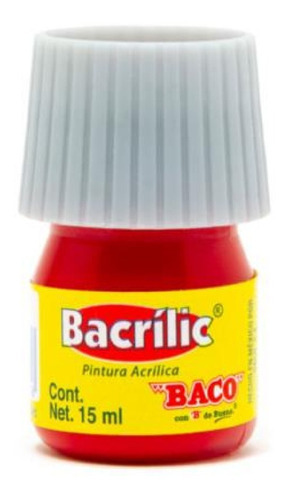 10pzs Pintura Baco Bracrílic Acrílica 15ml Rojo Bermel /vc