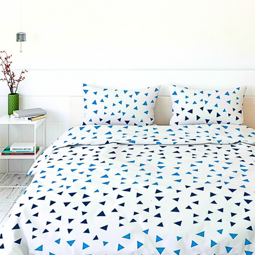 Juego De Sábanas Koala Microfibra Estampada Queen Size Diseño De La Tela Pirámide Azul