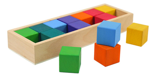 Ladrillos De Madera De Aprendizaje 14 Piezas Cuadrado
