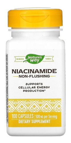 Nature's Way Suplemento Niacinamida 500 Mg 100 Capsulas Sabor Sin Sabor