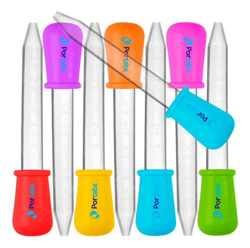 8 Pipetas Cuentagotas Liquidas De Silicona Para Niños Gotero Color Colorido