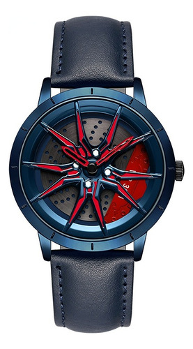 Reloj Sanda 1089, esfera esquelética impermeable, fondo azul/rojo