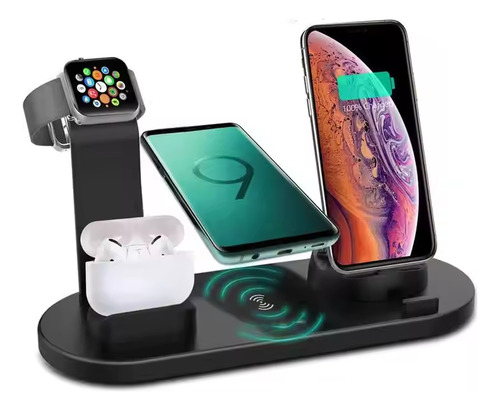 Base De Carregamento Indução 7 Em 1 Para Iphone E Smartphone Preto