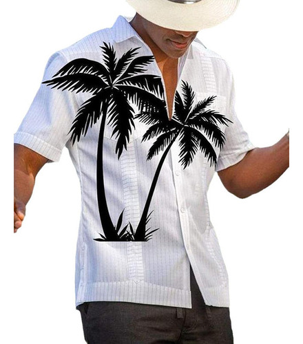 Polera Hawaiana Fashion, Estilo Casual, Ajustado, Para Hombr