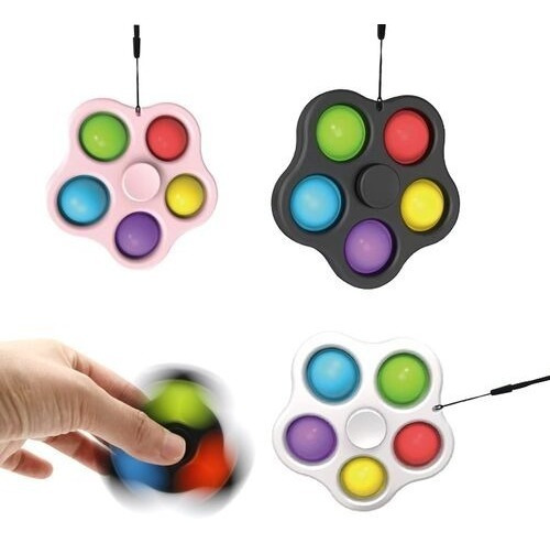Imagen 3 de 4 de Pop It Llavero Spinner Con 5 Burbujas 2 En 1 Anti Estres