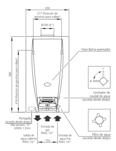 Calefon Orbis A Corredera Automatico 14l 315kjo G/n