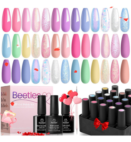 Beetles - Esmalte De Unas De Gel, 20 Colores, Unas De San Va