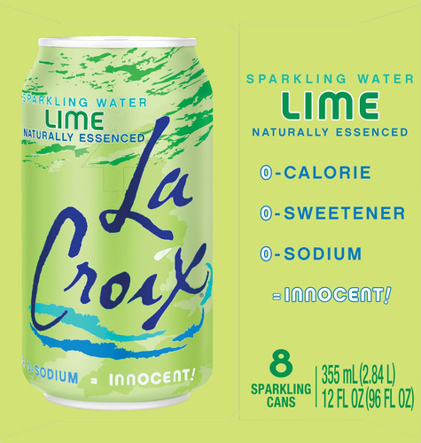 Agua Con Gas Sabor Lima 12oz Líquidas 8 Unidades