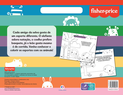 Fisher-Price - Esportes da floresta, de Blanca Alves Barbieri, Paloma. Meu blocão de colorir Editorial Ciranda Cultural Editora E Distribuidora Ltda., capa mole em português, 2021