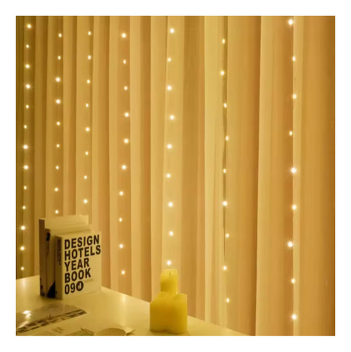 Luz Alambre Navideña Con Control 3x2mts 300 Luces Calido 3x2