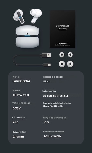 Audífonos In-ear Inalámbricos Langsdom Theta Pro