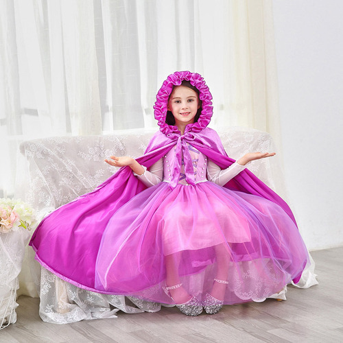 Capa De Terciopelo Con Capucha Para Niña, Disfraz De Princes