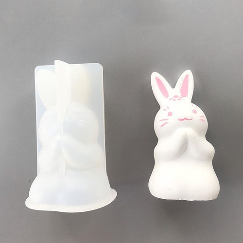 Molde Silicona Para Resina Epoxy Conejo Rezando Vela Jabon
