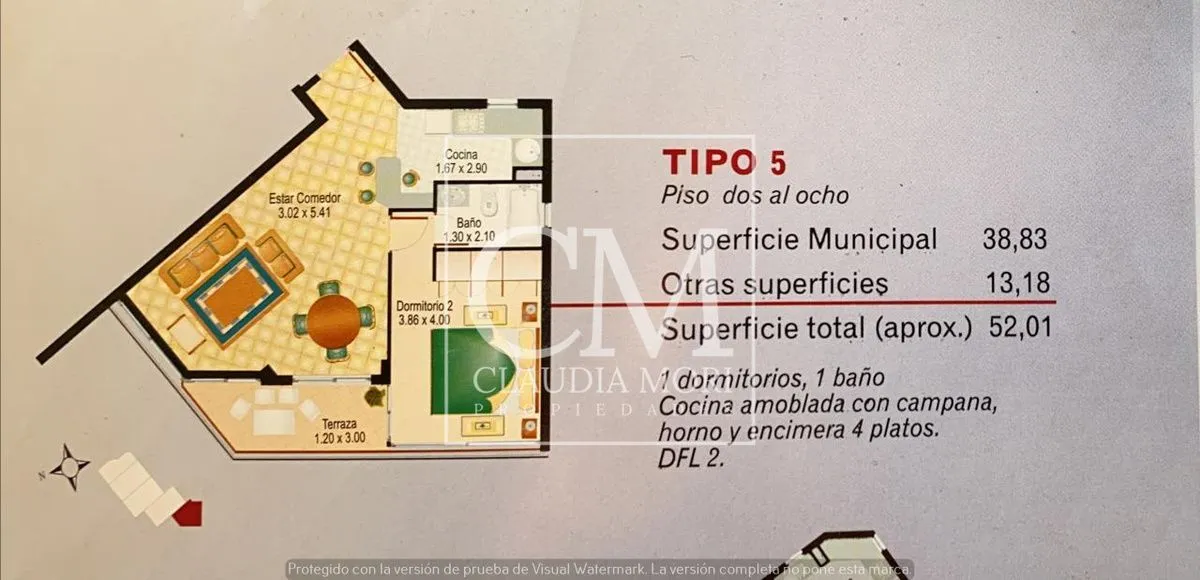 Imagen 5 de 19 de Piso 3, Amplio 1d+1b 52m2, Calle Maroto, Concón