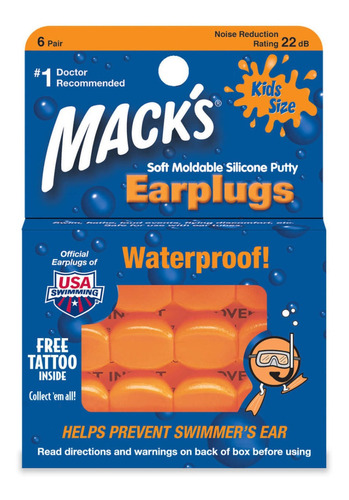 Macks Swimming Earplugs Kids Tapones Para Los Oidos 6 Pares