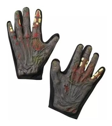 Imagen 1 de 1 de Guantes Zombie Esqueleto Con Relieve Halloween