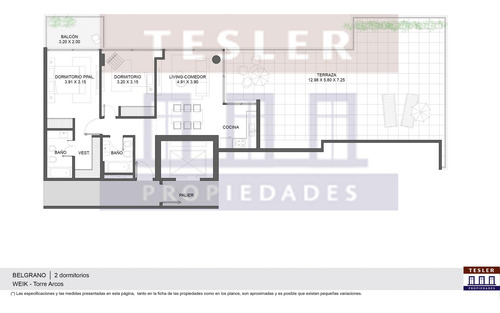 Weik Belgrano Piso Alto Con Terraza Propia 2 Dormitorios 2 Baños Completos Cochera