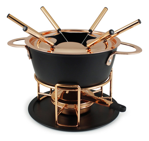 Swissmar Juego De Fondue De Carne De 11 Piezas (negro/cobre)