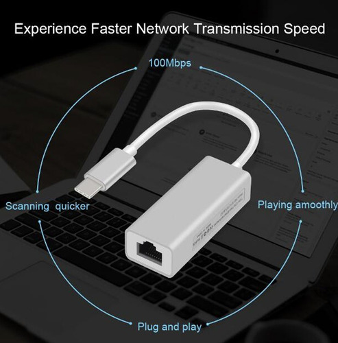 Imagen 6 de 8 de Adaptador Usb C 3.1 A Red / Ethernet / Rj45 / Aluminio