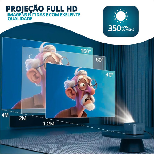Projetor Portátil Hy350 4k Wifi Hdmi Bluetooth Android Smart