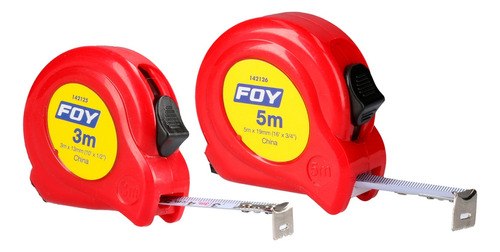 Flexómetro Con Carcasa De Plástico Rojo 5 M X 3/4 Foy