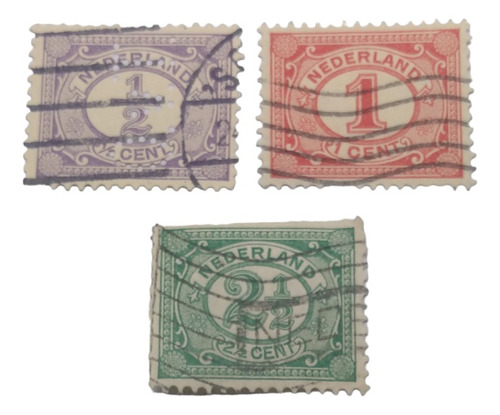 Timbres Postales Antiguos Holanda 3 Piezas Años 1890 A 1913