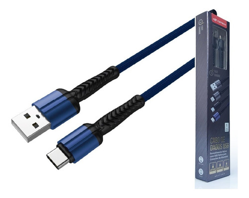 Cabo Usb Macho Para Usb Tipo C Macho 2,4a 2 Metros C3tech Cor Azul