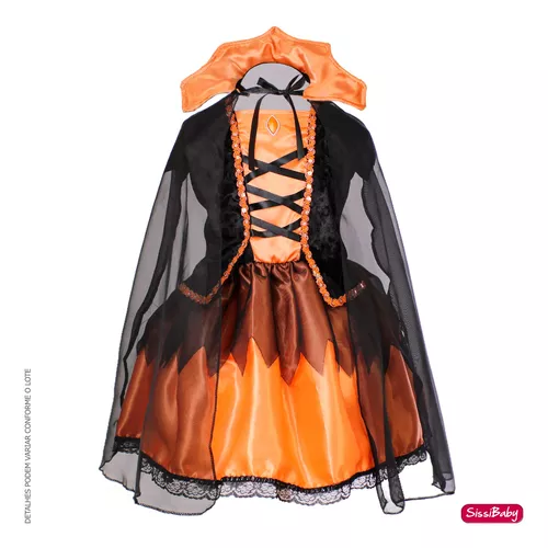 Fantasia infantil rainha vampira bruxinha halloween festas no Shoptime