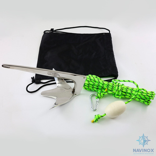 Kit De Âncora Em Aço Inox Polido 2kg Jet Ski Barco Sem Solda