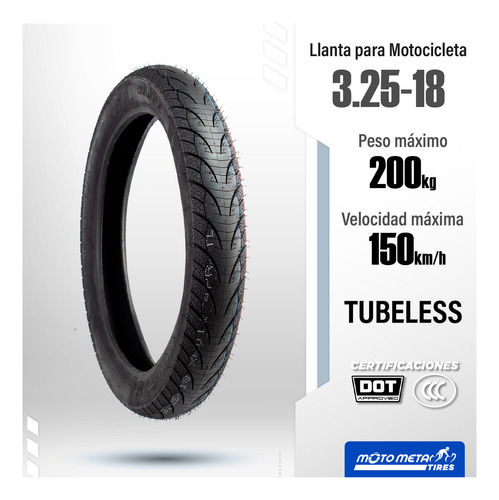 Llanta Trasera 3.25-18 52p 4pr X6011 Para Vento Workman 150