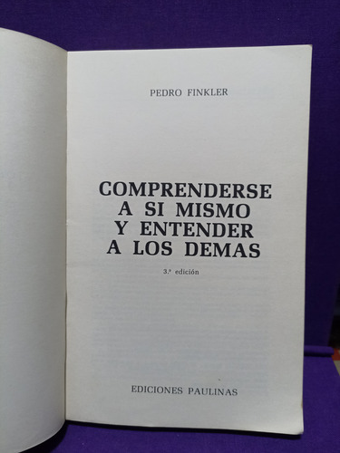 Comprenderse A Sí Mismo Y Entender A Los Demás Pedro Finkler (Usado)