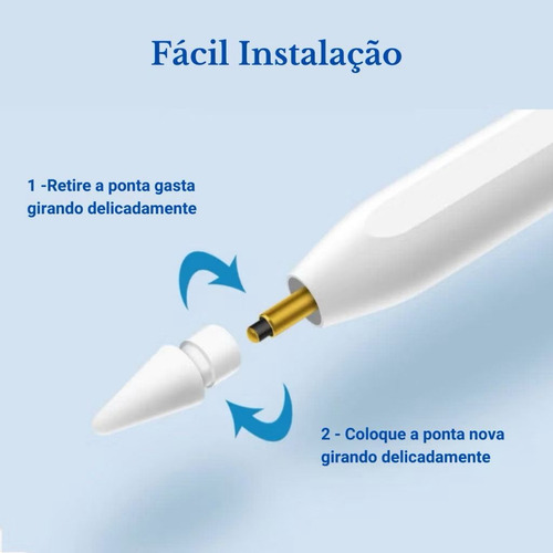 Kit 2 Pontas P/ Caneta Ipad Apple Pencil 1 E 2 Geração