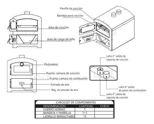 Horno Cocina Leña Tromen Tango Apto Mesada Pirómetro Gourmet