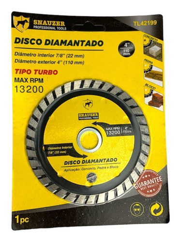 Disco De Serra Circular Diamantado 4110mm Snauzer Tl42199