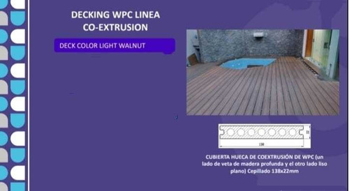 Dc Pisos Deck Wpc Co-extruccion Ligth Walnut 1.38x22x2.90