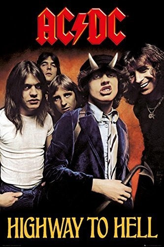 Ac / Dc Highway To Hell Cartel De 24 X 36 Pulgadas.