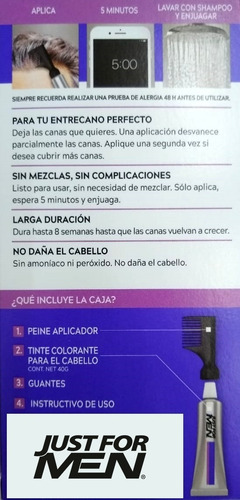 Imagen 3 de 7 de Just For Men Control Gradual Cubre Algunas Canas Pack 3un