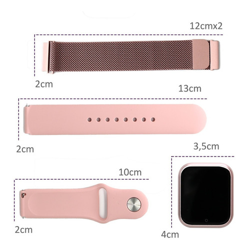 Relógio Smart Watch Oled Pro/ P70 C/ Duas Pulseiras-rose