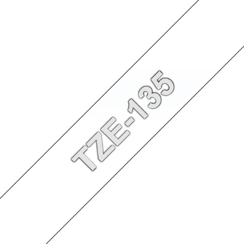 Cinta Brother Tze135 Blanco Sobre Transparente 12mm X 8mts