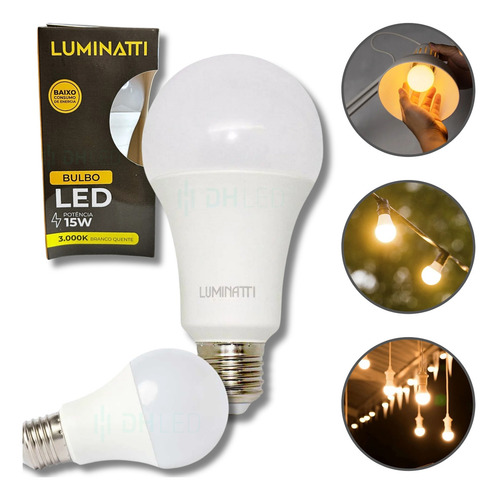 Kit 10x Lâmpada Bulbo 15w Luminatti Lm786 Branco Quente Luz Branco-quente