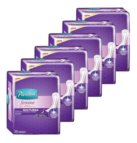 Plenitud Toalla Nocturna Femme X 20 Unidades Pack X 6
