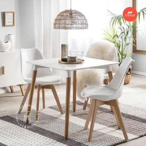 Imagen 2 de 8 de Mesa Eames 70x70 Cuadrada Comedor Bar Madera Nórdica Baires4
