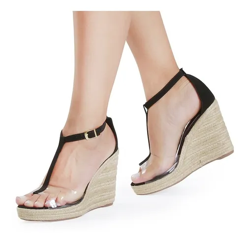 Sand lia Feminina Anabela Meia Pata Salto Alto Confort