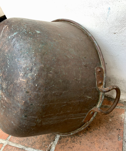 Antiguo Cazo De Cobre Grande Artesanal (Usado)