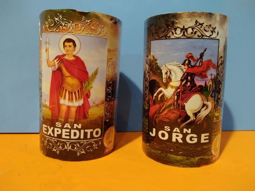 Velón De Oración San Jorge O San Expedito 10 Cms Larga Durac