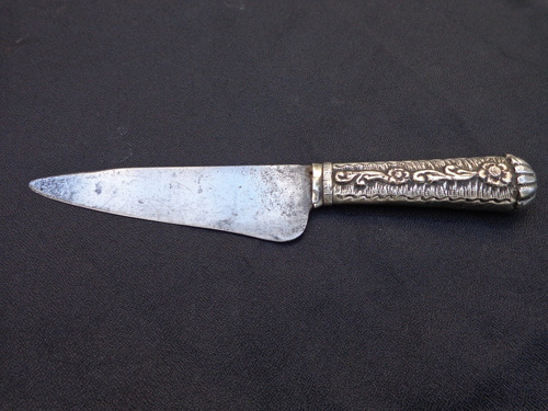 Cuchillo Artesanal Mango Alpaca, Detalle Baño Oro Buena Hoja